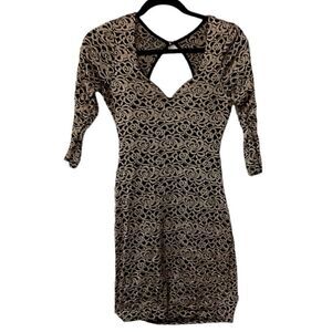 Rhapsodielle Gold & Black Body-Con Backless Dress  S